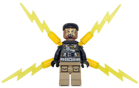 sh0945 - Electro - Black and Dark Tan Outfit, Medium Brown Head, Small Electricity Wings