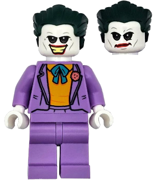 sh0960 - The Joker - Medium Lavender Suit, Bright Light Orange Vest, Dark Green Hair