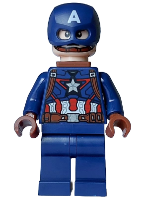 sh0973 - Captain America - Dark Blue Suit, Reddish Brown Hands, Helmet, Reddish Brown Neck Bracket