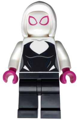 sh1030 - Ghost-Spider / Spider-Gwen (Gwen Stacy) - Black Legs, White Basic Smooth Hood, Magenta Hands