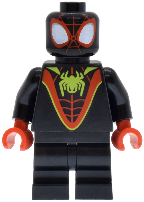 sh1034 - Spider-Man (Miles 'Spin' Morales) - Black Medium Legs, Lime Spider Logo
