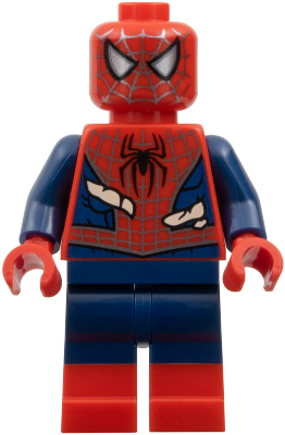 sh1057 - Spider-Man - Dark Blue Arms and Legs, Red Boots, Silver Webbing, Light Nougat Costume Tears
