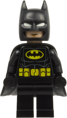 sh1123 - Batman - Black Suit, Yellow Belt with Medium Nougat Details, Cowl with White Eyes, Flexible Rubber Cape