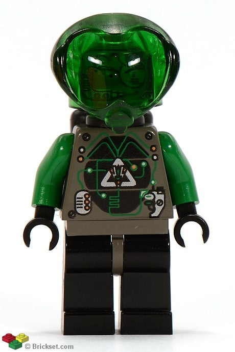 sp024 - Insectoids Zotaxian Alien - Male, Gray and Green with Green Circuits and Silver Panels (Techno Leon)