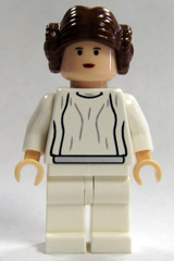 sw0175 - Princess Leia - Light Nougat, White Dress, Small Eyes, Textured Hair