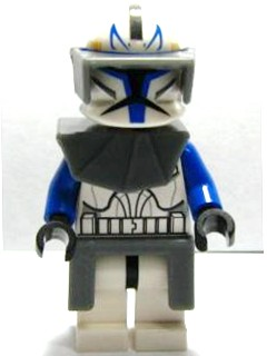 sw0194 -  Clone Trooper Captain Rex, 501st Legion (Phase 1) - Dark Bluish Gray Visor, Pauldron, and Kama, Large Eyes