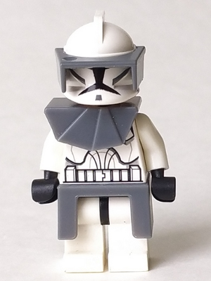 sw0203 - Clone Trooper (Phase 1) - Dark Bluish Gray Visor, Pauldron, and Kama, Large Eyes