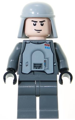 sw0261 - Imperial Officer with Battle Armor (Captain / Commandant / Commander) - Dark Bluish Gray Legs, Smirk