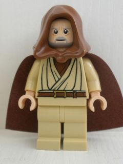 sw0336 - Obi-Wan Kenobi - Old, Light Nougat, Reddish Brown Hood and Cape, White Pupils