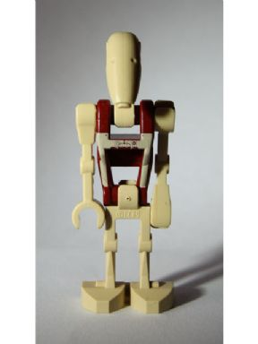 sw0347 - Security Battle Droid - Dark Red Torso with Tan Insignia and Chest Badge, Angled Arm and Straight Arm