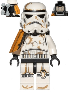 sw0364 - Sandtrooper - Orange Pauldron, Survival Backpack, Dirt Stains, Balaclava Head Print and Helmet with Dotted Mouth Pattern