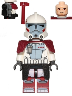 sw0377 - Clone ARC Trooper Hammer, Rancor Battalion (Phase 2) - Dark Red Cloth Pauldron, Black Cloth Kama, Large Eyes