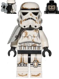sw0383 - Sandtrooper - White Pauldron, Survival Backpack, Dirt Stains, Balaclava Head Print and Helmet with Dotted Mouth Pattern