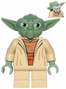 sw0446a - Yoda - Clone Wars, Light Bluish Gray Hair, Torso with Back Print