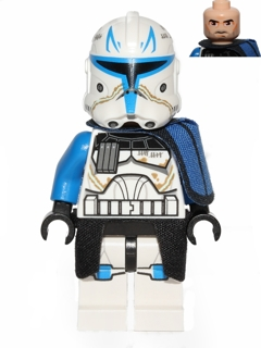 sw0450 - Clone Trooper Captain Rex, 501st Legion (Phase 2) - Blue Cloth Pauldron, Black Cloth Kama, Large Eyes
