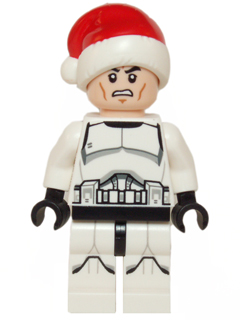 sw0596 - Clone Trooper - Printed Legs, Santa Hat, Scowl