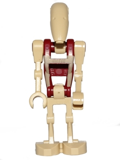 sw0600 - Security Battle Droid - Dark Red Torso with Tan Insignia, Angled Arm and Straight Arm