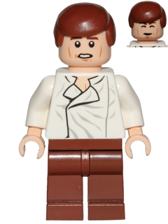 sw0612 - Han Solo - White Shirt with Wrinkles on Front, Reddish Brown Legs, Dual Sided Head, Cheek Lines