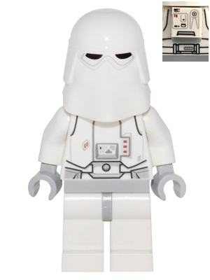 sw0764b - Snowtrooper, Light Bluish Gray Hips, Light Bluish Gray Hands - Backpack Directly Attached to Neck Bracket