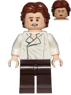 sw0823 - Han Solo - White Shirt with Wrinkles on Front, Dark Brown Legs, Wavy Hair