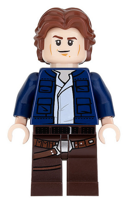 sw0879 - Han Solo, Dark Brown Legs with Holster Pattern, Dark Blue Jacket, Wavy Hair