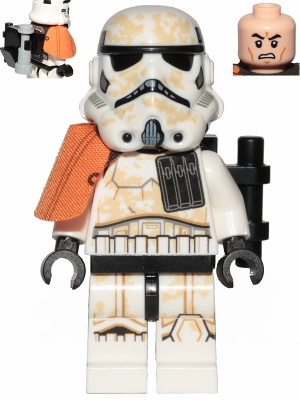 sw0992 - Sandtrooper Squad Leader (Captain) - Dual Molded Helmet, Orange Pauldron, Ammo Pouch, Dirt Stains, Survival Backpack