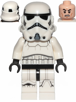 sw0997a - Imperial Stormtrooper - Male, Dual Molded Helmet with Black Panels on Back, Light Nougat Head, Scowl