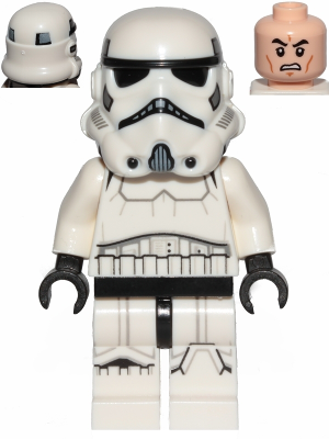 sw0997b - Imperial Stormtrooper - Male, Dual Molded Helmet with Light Bluish Gray Panels on Back, Light Nougat Head, Scowl