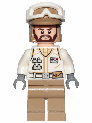 sw1008 -  Hoth Rebel Trooper White Uniform, Dark Tan Legs (Brown Angular Beard)