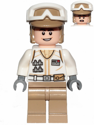 sw1016 - Hoth Rebel Trooper White Uniform, Dark Tan Legs (Open Mouth Smile)