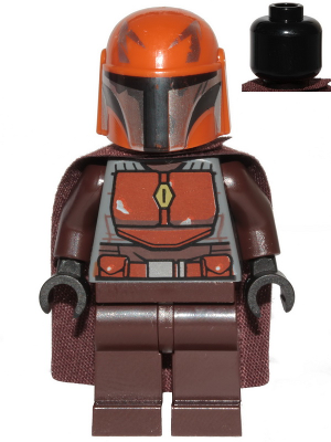 sw1079 - Mandalorian Tribe Warrior - Male, Dark Brown Cape, Dark Orange Helmet