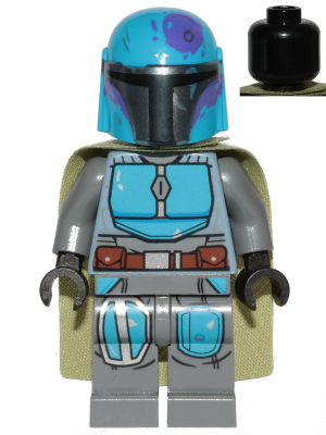 sw1080 - Mandalorian Tribe Warrior - Male, Olive Green Cape, Dark Azure Helmet