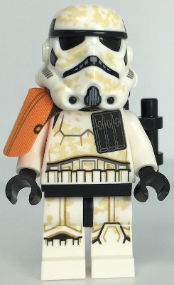 sw1132 - Sandtrooper Squad Leader (Captain) - Dual Molded Helmet, Orange Pauldron, Ammo Pouch, Dirt Stains, Survival Backpack, Frown