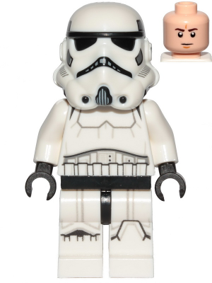 sw1137 - Imperial Stormtrooper - Male, Dual Molded Helmet with Light Bluish Gray Panels on Back, Light Nougat Head, Frown