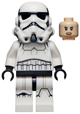 sw1168 - Imperial Stormtrooper - Female, Dual Molded Helmet with Light Bluish Gray Panels on Back, Light Nougat Head, Angry Smile