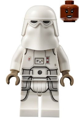 sw1180 - Snowtrooper - Female, Printed Legs, Dark Tan Hands, Reddish Brown Head, Open Mouth Smirk