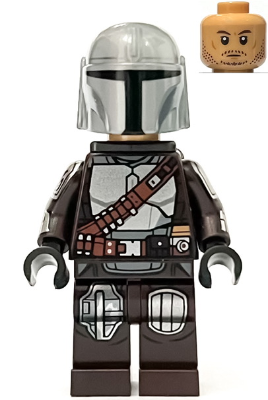 sw1258 - The Mandalorian / Din Djarin / 'Mando' - Silver Beskar Armor, Jet Pack, Helmet with Top Lines