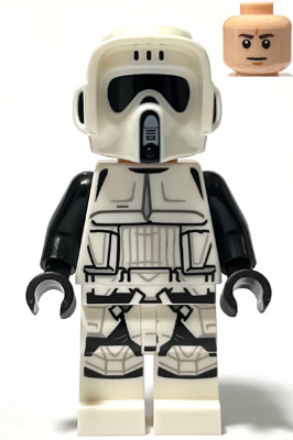 sw1265 - Imperial Scout Trooper - Male, Dual Molded Helmet, Light Nougat Head, Dark Brown Eyebrows, Frown