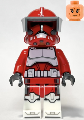 sw1304 - Clone Trooper Commander Fox, Coruscant Guard (Phase 2) - Dark Bluish Gray Visor, Printed Legs