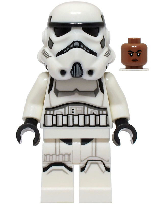 sw1326 -Imperial Stormtrooper - Female, Dual Molded Helmet with Light Bluish Gray Panels on Back, Shoulder Belts, Medium Brown Head