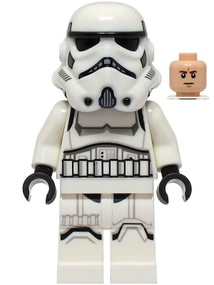 sw1327 -Imperial Stormtrooper - Male, Dual Molded Helmet with Light Bluish Gray Panels on Back, Shoulder Belts, Light Nougat Head