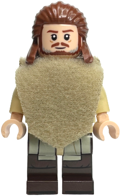 sw1334a - Qui-Gon Jinn - Dark Brown Legs, Poncho, Reddish Brown Beard