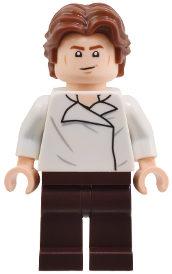 sw1371 - Han Solo - White Shirt with Wrinkles on Front and Back, Dark Brown Legs, Wavy Hair