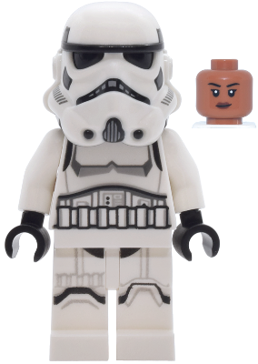 sw1464 - Imperial Stormtrooper - Female, Dual Molded Helmet with Light Bluish Gray Panels on Back, Shoulder Belts, Sienna Head