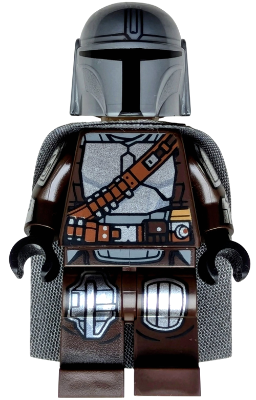 sw1488 - The Mandalorian / Din Djarin / 'Mando' - Silver Beskar Armor, Cape, Printed Head