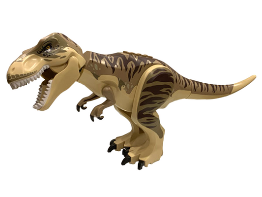trex10 - Dinosaur Tyrannosaurus rex with Dark Tan Back, Dark Brown Markings and White Teeth
