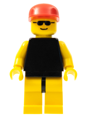 trn037 - Plain Black Torso with Yellow Arms, Yellow Legs, Sunglasses, Red Cap