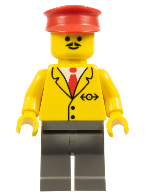 trn061 - Railway Employee 5, Dark Gray Legs, Red Hat