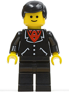 trn083 - Suit with 3 Buttons Black - Black Legs, Black Male Hair
