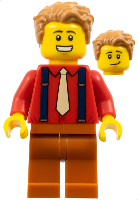 twn386 - Male, Medium Nougat Hair, Red Shirt, Tan Tie, Dark Blue Suspenders, Dark Orange Legs